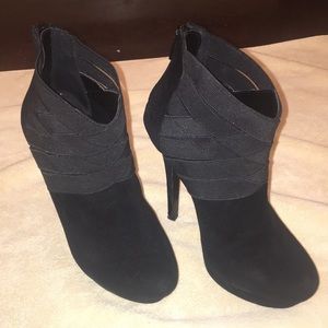 Black suede platform bootie